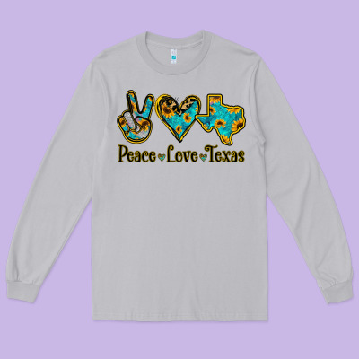 Peace Love Texas Long Sleeve Tee Designed By Jasminsmagicworld