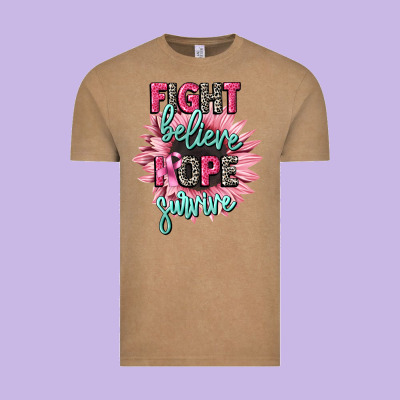 Fight Believe Hope Survive Cancer Awareness Vintage Tee Designed By Cowgirlartshop