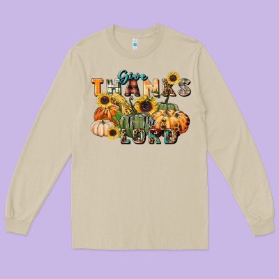 Give Thanks To The Lord Long Sleeve Tee Designed By Fadigitalartstudio