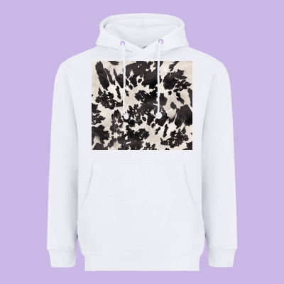 Black And White Cowhide Tumbler Heavyweight Hoodie Designed By Barkaloodesign