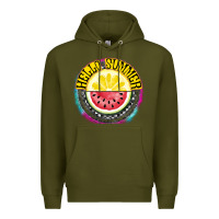Army Green Hello Summer Premium Hoodie - CowhideDigitalArt