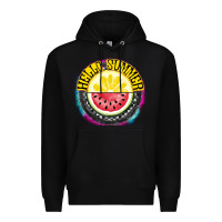 Black Hello Summer Premium Hoodie - CowhideDigitalArt