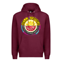 Burgundy Hello Summer Premium Hoodie - CowhideDigitalArt