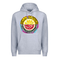 Heather Grey Hello Summer Premium Hoodie - CowhideDigitalArt