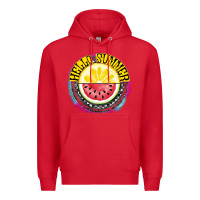 Red Hello Summer Premium Hoodie - CowhideDigitalArt