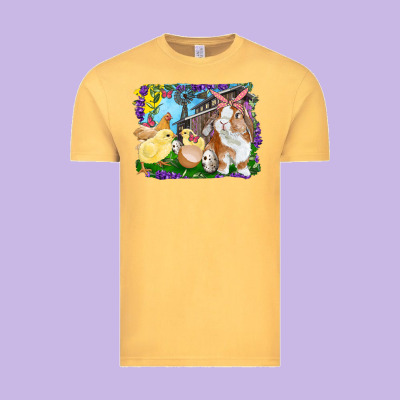 Easter Farm Chicks And Bunny Vintage Tee Designed By Ranaportraitstore