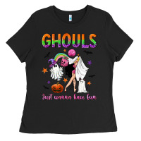 Black Ghouls just wanna have fun Ladies Tee - NancyCooperArtShop