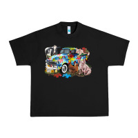 Black Autism truck with farm animals Urban Heavy Tee - CowGirlArtShop