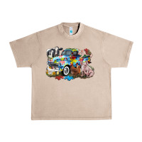 French Oak Autism truck with farm animals Urban Heavy Tee - CowGirlArtShop