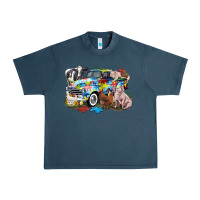 Midnight Navy Autism truck with farm animals Urban Heavy Tee - CowGirlArtShop
