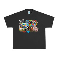 Pigment Black Autism truck with farm animals Urban Heavy Tee - CowGirlArtShop