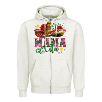 Oatmeal Heather mama cita with sombrero hat and roses Zipper Hoodie - Artiststas
