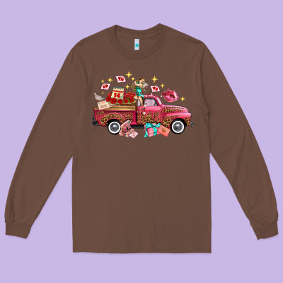 Western Valentines Day Truck Photography Love Side Long Sleeve Tee Designed By Fadigitalartstudio