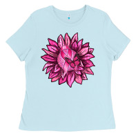 Baby Blue Breast Cancer Sunflower Ladies Tee - texasbilliewilder