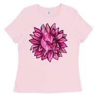 Bubblegum Pink Breast Cancer Sunflower Ladies Tee - texasbilliewilder