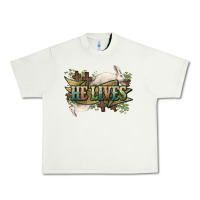 Pistachio He lives Easter Day Urban Heavy Tee - HowdyJamesFarm