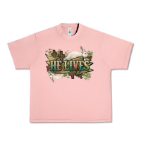 Salmon He lives Easter Day Urban Heavy Tee - HowdyJamesFarm