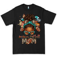 Black American Football Mom Afro Messy Bun Premium Tee - texasbilliewilder