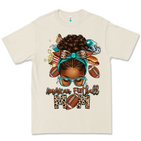Bone American Football Mom Afro Messy Bun Premium Tee - texasbilliewilder