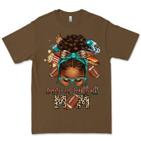 Cacao American Football Mom Afro Messy Bun Premium Tee - texasbilliewilder
