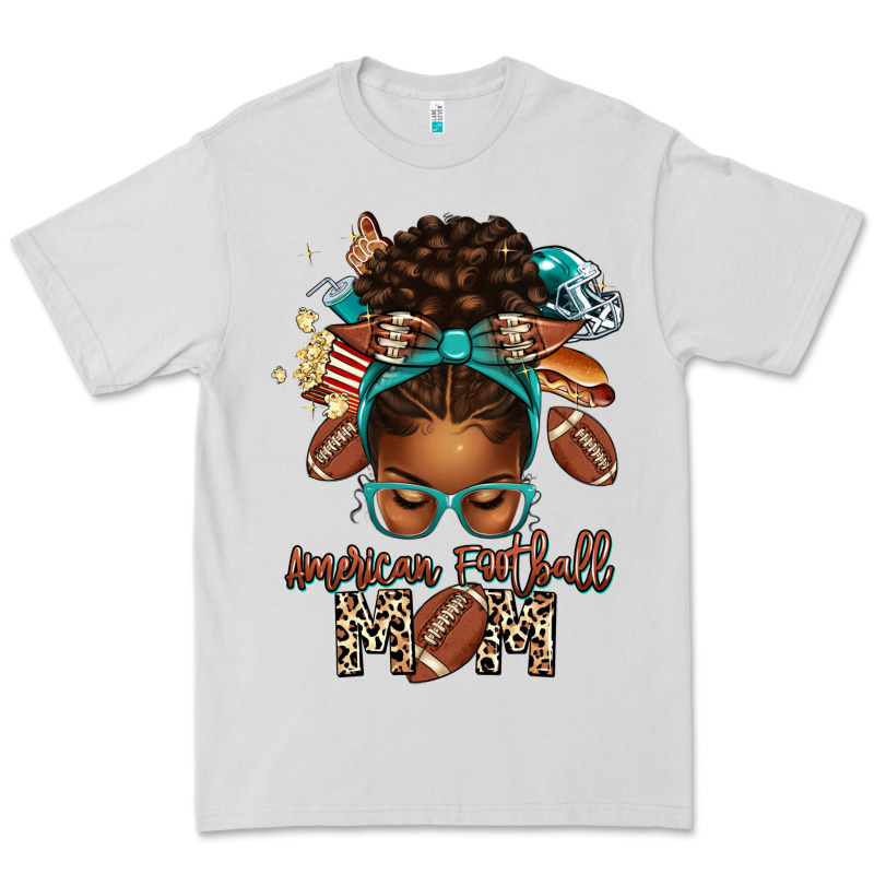 American Football Mom Afro Messy Bun Premium Tee by texasbilliewilder | Teevron