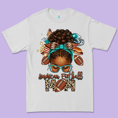 American Football Mom Afro Messy Bun Premium Tee Designed By Texasbilliewilder