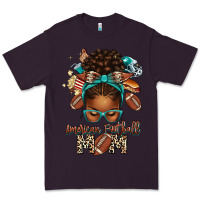 Plum American Football Mom Afro Messy Bun Premium Tee - texasbilliewilder