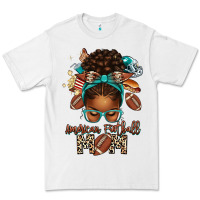 White American Football Mom Afro Messy Bun Premium Tee - texasbilliewilder