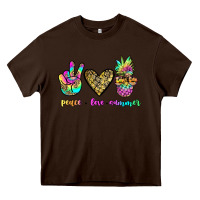 Chocolate Brown peace love summer Heavy Core Tee - JahusDesignShop