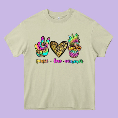 Peace Love Summer Heavy Core Tee Designed By Jahusdesignshop