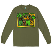 Army Green One lucky mama St. Patrick's Long Sleeve Tee - OliviaCreatesArt