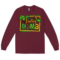 Burgundy One lucky mama St. Patrick's Long Sleeve Tee - OliviaCreatesArt