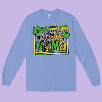 One Lucky Mama St. Patrick's Long Sleeve Tee Designed By Oliviacreatesart