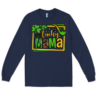 Navy One lucky mama St. Patrick's Long Sleeve Tee - OliviaCreatesArt