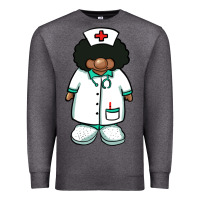 Charcoal Heather african nurse gnome afro hair Premium Sweatshirt - BarkalooDesign