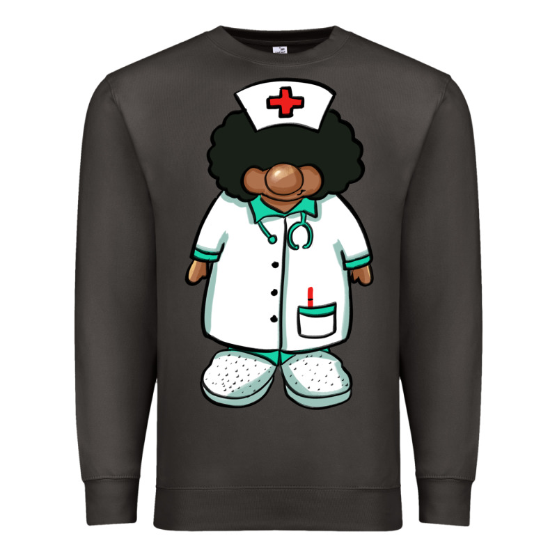 African Nurse Gnome Afro Hair Premium Sweatshirt by BarkalooDesign | Teevron