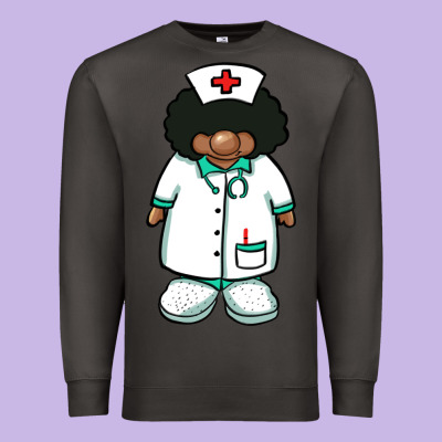 African Nurse Gnome Afro Hair Premium Sweatshirt Designed By Barkaloodesign
