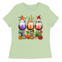 Matcha Hallothanksmas wine glasses and gnomes Ladies Tee - texasbilliewilder