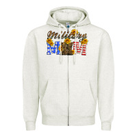 Oatmeal Heather military mom with soldier boots Zipper Hoodie - Artiststas