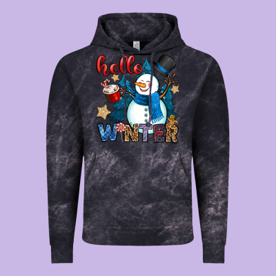 Hello Winter Vintage Hoodie Designed By Oliviacreatesart