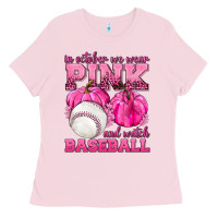 Bubblegum Pink In October We Wear Pink and Watch Baseball Ladies Tee - texasbilliewilder