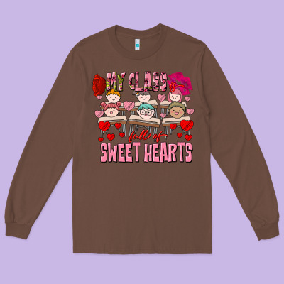 Valentine's Day My Class Is Full Of Sweet Hearts Long Sleeve Tee Designed By Fadigitalartstudio