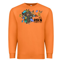Carrot he is risen matthew 28 6 cross with butterflies cowhide background Premium Sweatshirt - BarkalooDesign