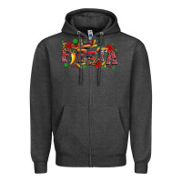 Charcoal Heather fieasta with sombrero rose and pepper Zipper Hoodie - Artiststas