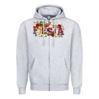 Heather Grey fieasta with sombrero rose and pepper Zipper Hoodie - Artiststas