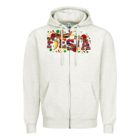 Oatmeal Heather fieasta with sombrero rose and pepper Zipper Hoodie - Artiststas