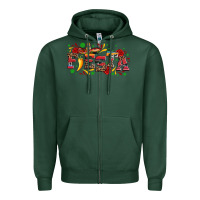 Sports Green fieasta with sombrero rose and pepper Zipper Hoodie - Artiststas