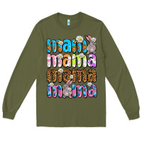 Army Green Easter mama mama mama Long Sleeve Tee - OliviaCreatesArt