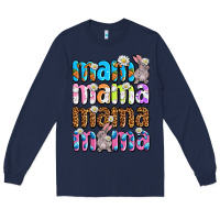 Navy Easter mama mama mama Long Sleeve Tee - OliviaCreatesArt