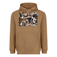 Toasted Coconut black and brown cowhide background Heavyweight Hoodie - BarkalooDesign
